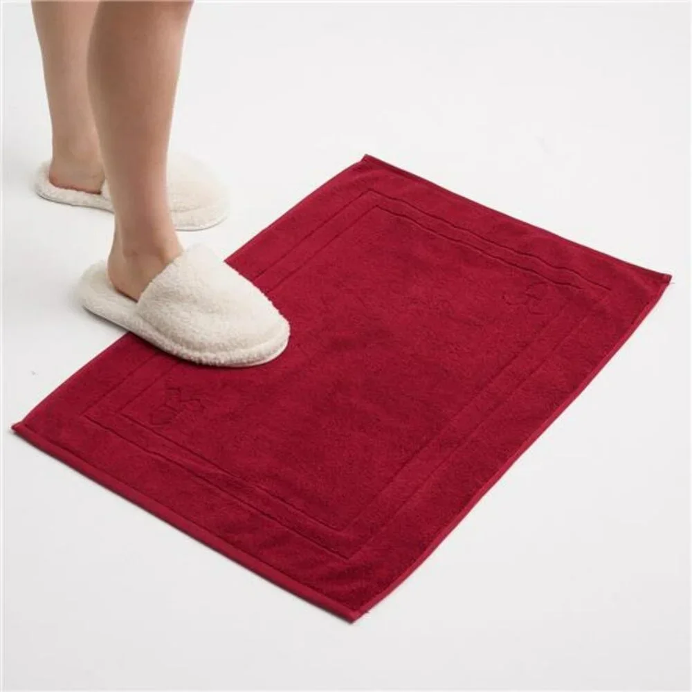 Organic Cotton Bath Mat Set of 2 Red 20x27 Soft Absorbent Quick Dry Bathroom Rug